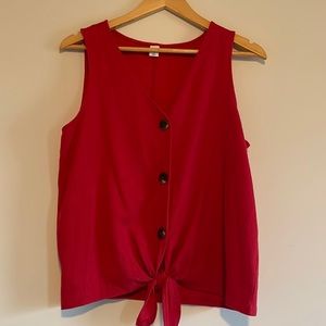 Women’s Red Button Down Toe Front Tank.